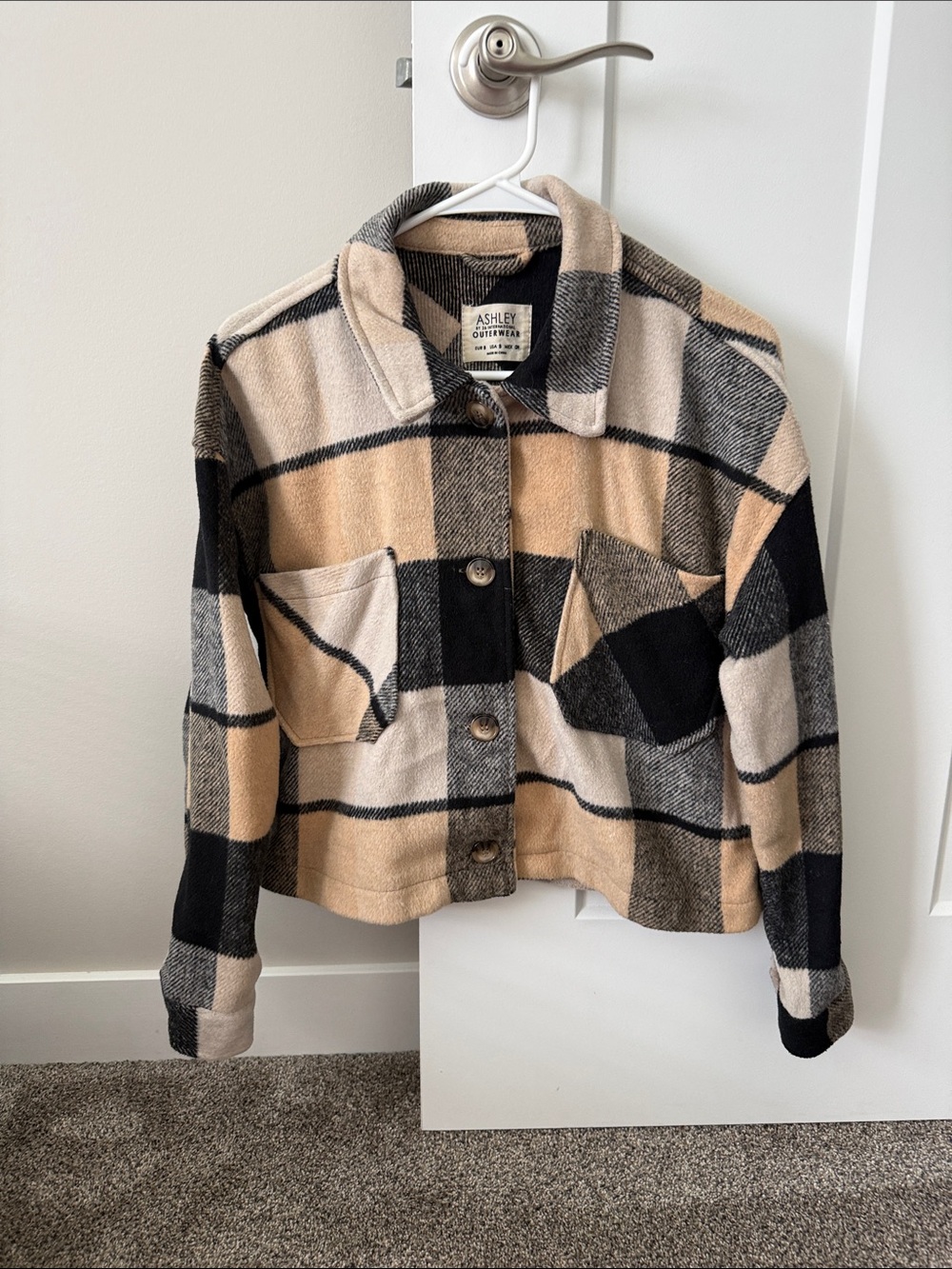 Ashley by 26 International Plaid Cropped Shacket Jacket Size M Wool Blen